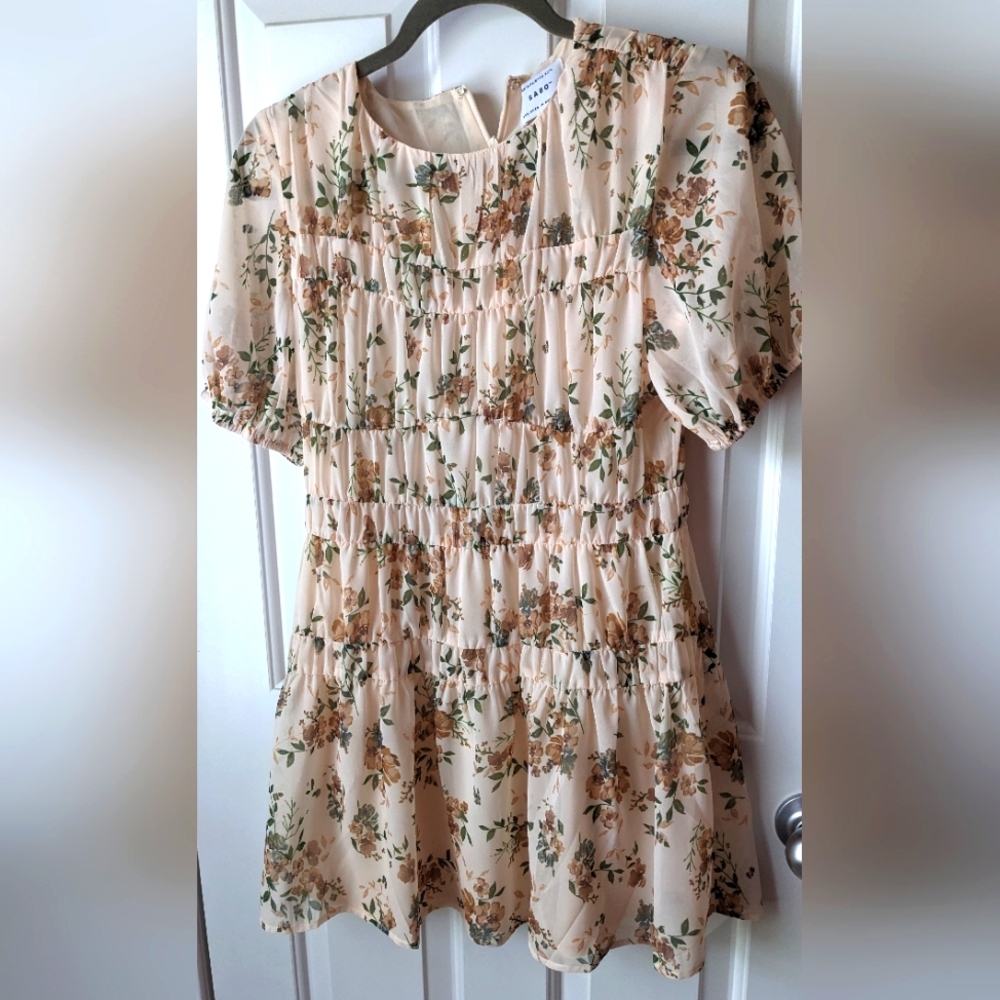 Sabo Mini Dress with floral print and ruching